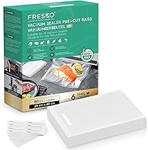 FRESKO Vacuum Bags 28x40cm /80 Professional Aluminium Vacuum Bags Suitable for All Vacuum Machines, BPA Free, Embossed Air Grooves, Sous Vide Freezer Bags