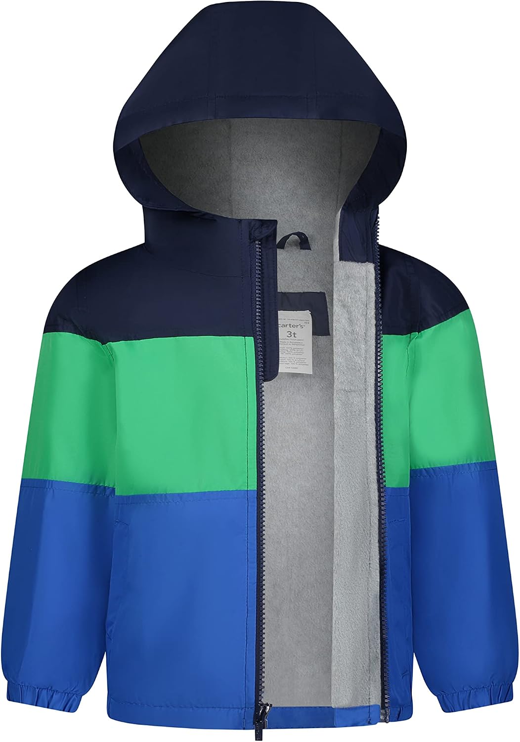 Carter's baby boys Lined Midweight Fleece Jacket, Navy and Green, 12 Months US