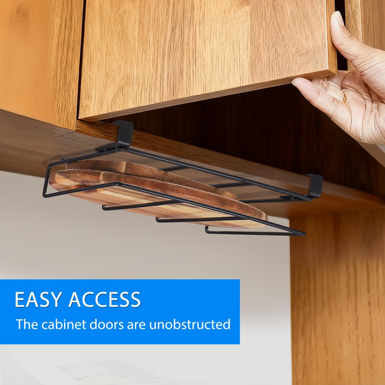 Housoutil Stainless Steel Under Cabinet Cutting Board Holder, One-Layer Chopping Board Holder, Space-Saving Rack for Countertop and Cabinet Door Storage - Image 3