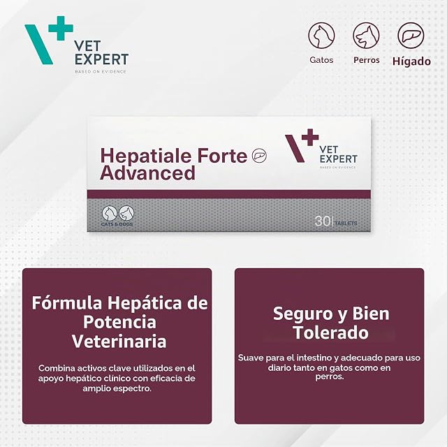 Foto 6 de 8 de Vet Expert Hepatiale Forte Advanced - Suplemento hepático para perros y gatos - 30 tabletas