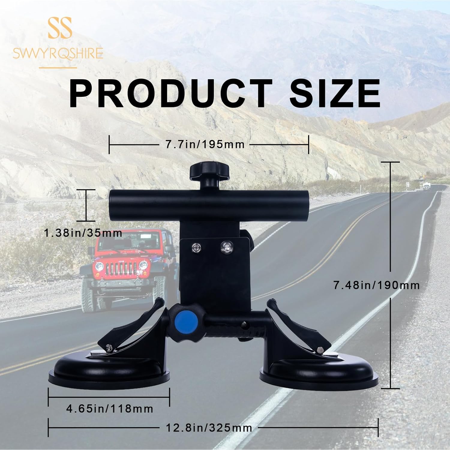 Heavy-Duty Metal Flag Pole Mount Kit for Trucks, SUVs, RVs, Trailers – Angle-Adjustable Suction Cup Holder with 2 Strong Bases, Fits Jeep, Campers, Boats/Yachts