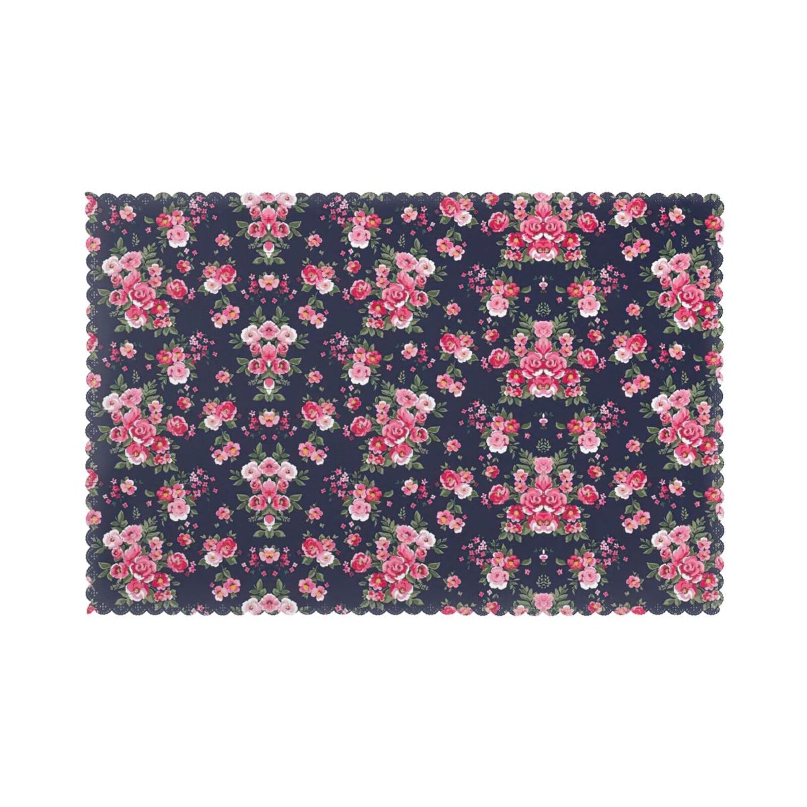 Set de table en polyester lavable motif pivoines 30x45 cm lot de 6