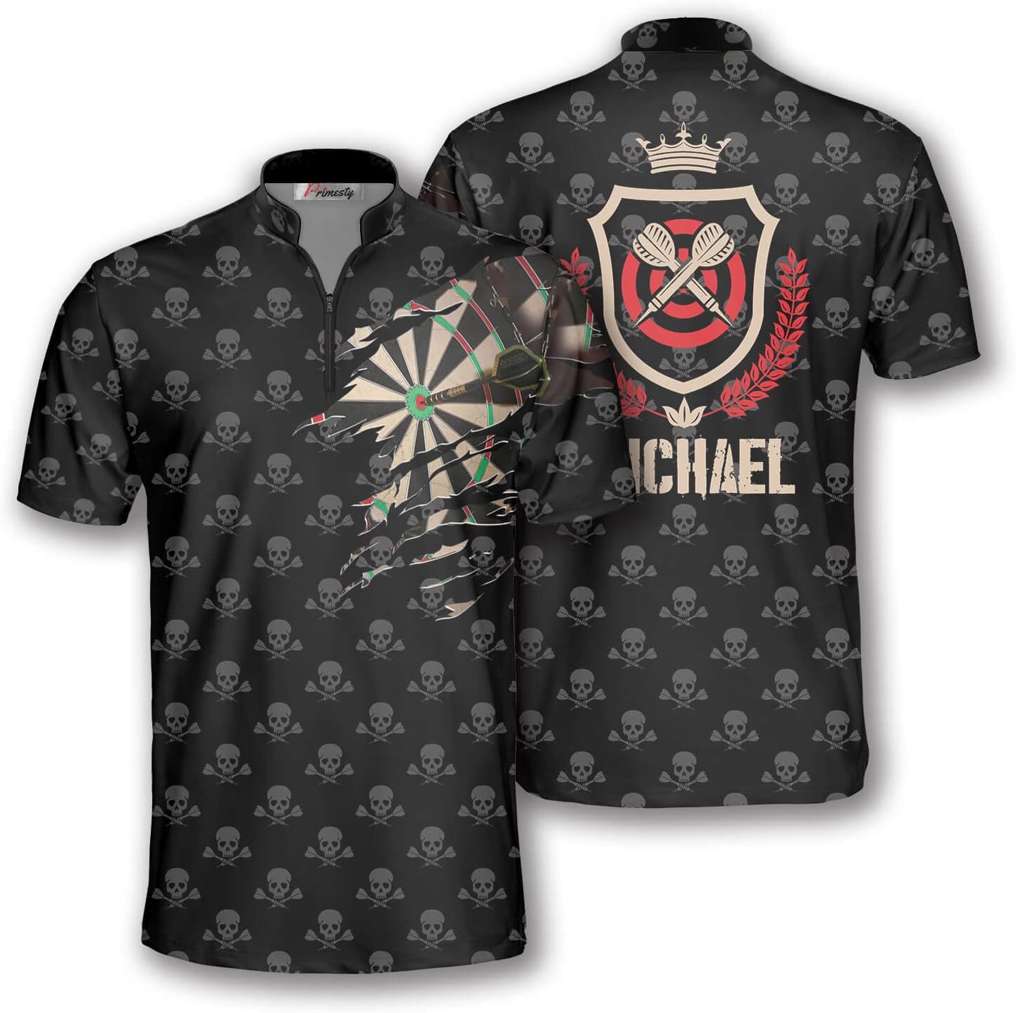 PRIMESTY Personalized Dart Jerseys for Men- Dye-Sublimated Custom Team Jerseys- Sash Collar, Size S-5XL
