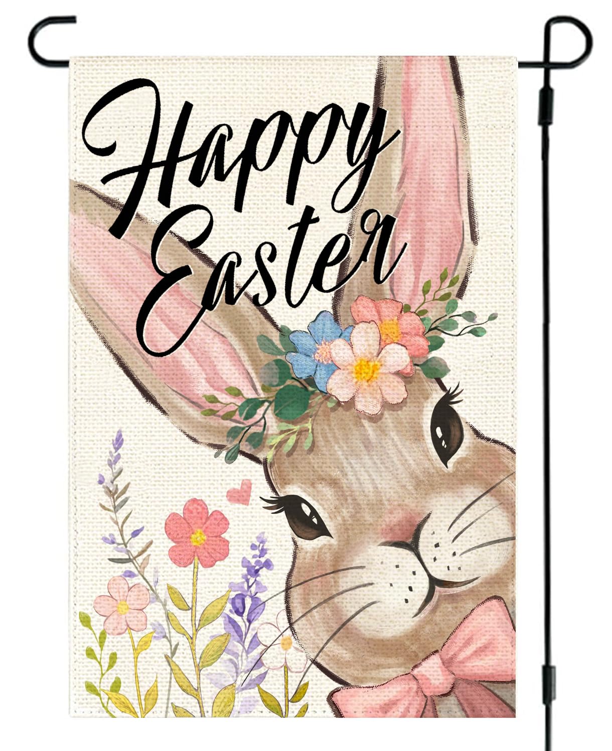 ARGOOFG Happy Easter Garden Flag 12x18 Inch Double Sided Outside Floral Bunny Holiday Seasonal Decorative Spring Outdoor Yard Porch Decoration