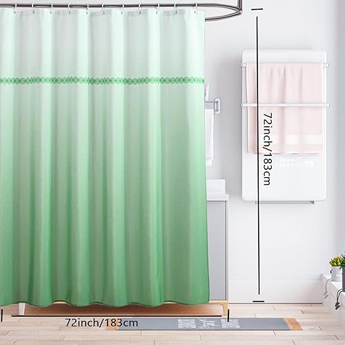 Miniatura 264 de Cortina de ducha de tela blanca con contrapeso inferior, calidad de hotel impermeable, 72 x 72 pulgadas, lavable a máquina B-blanco,Beige