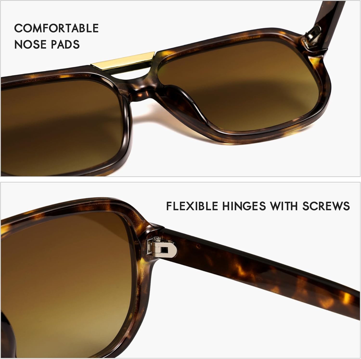 Retro Square Aviator Sunglasses Womens Mens 70s Classic Vintage Oversized Sun Glasses AR82282 - Image 4