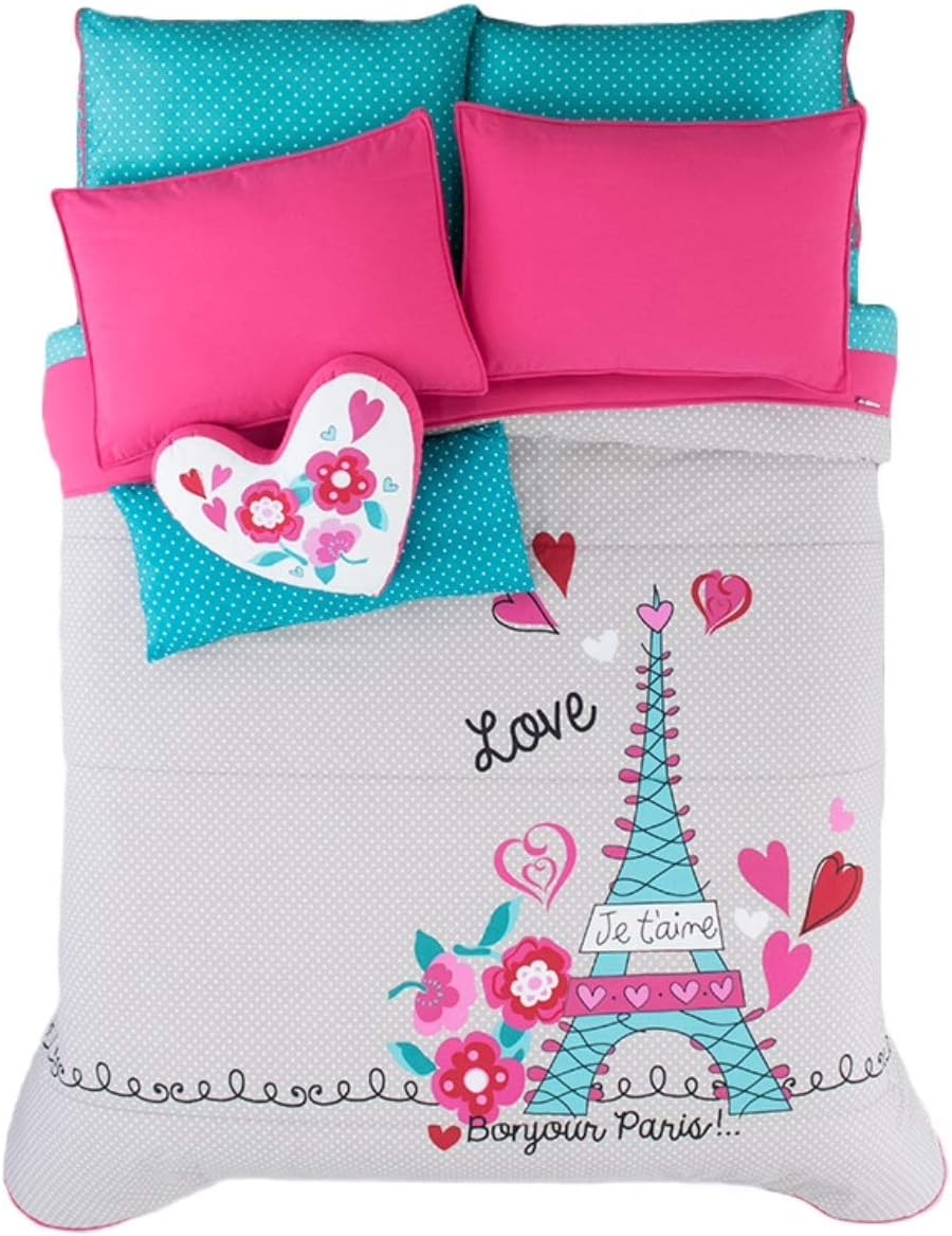 Girls Paris "City of Love" Bedding Collection (Full/Queen Size Reversible Comforter)