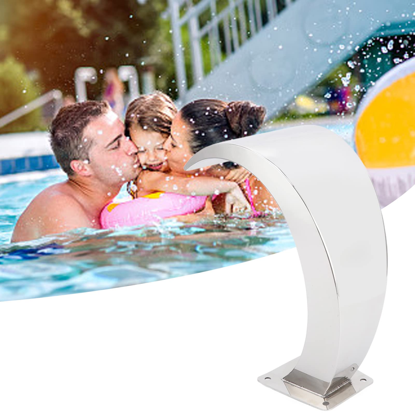 Buachois Rubinetto Cascata Piscina, Acciaio Inox 304 Design Ad Filettatura G1 Interna Fontana Vasca Nuoto, per Giardino Paesaggistico Area Giochi