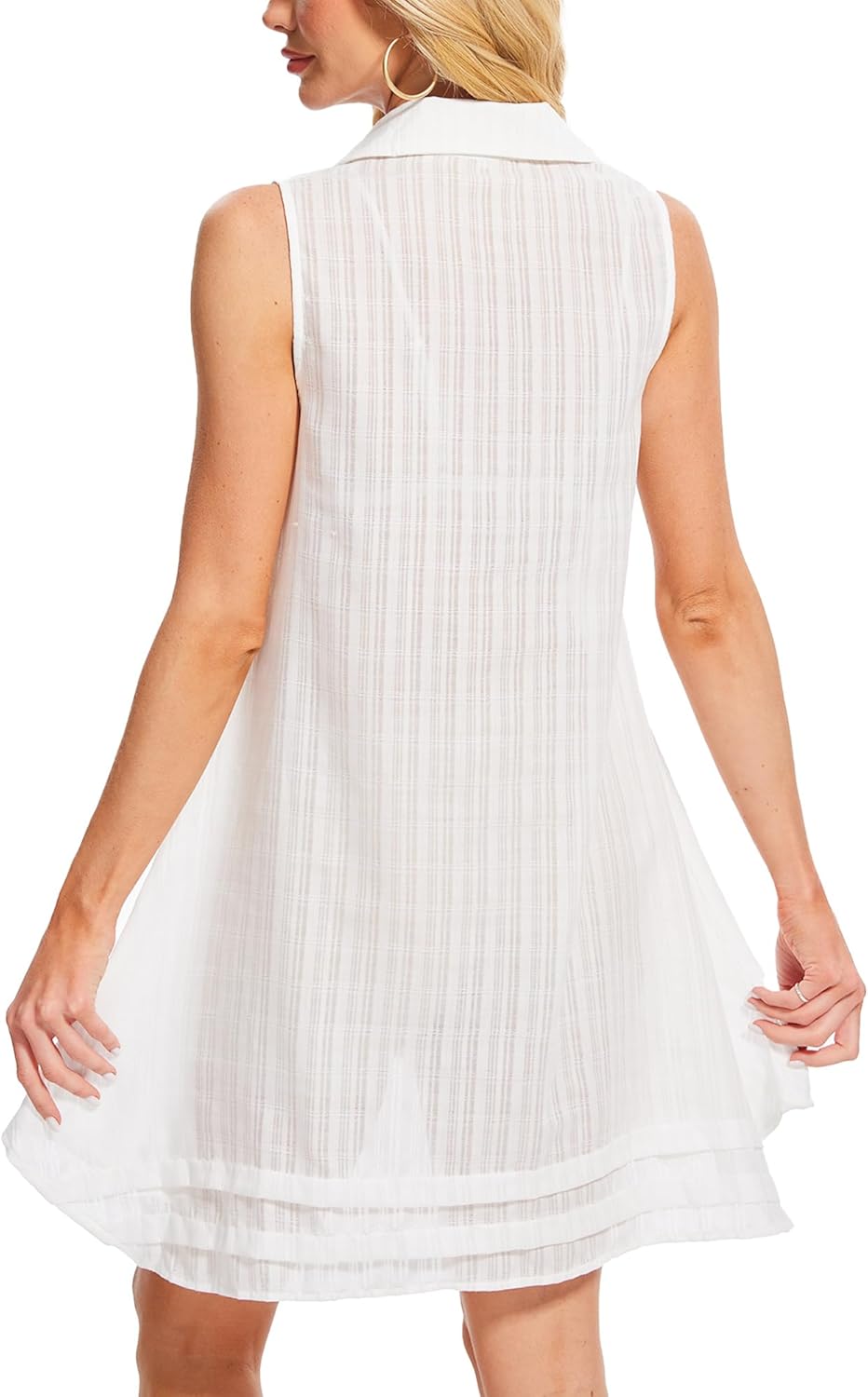 Breezy Lane Women's Beach Cover Up Sleeveless Shirt Dress Swimsuit Coverup Beachwear Bathing Suit Vacation Outfit - Image 3