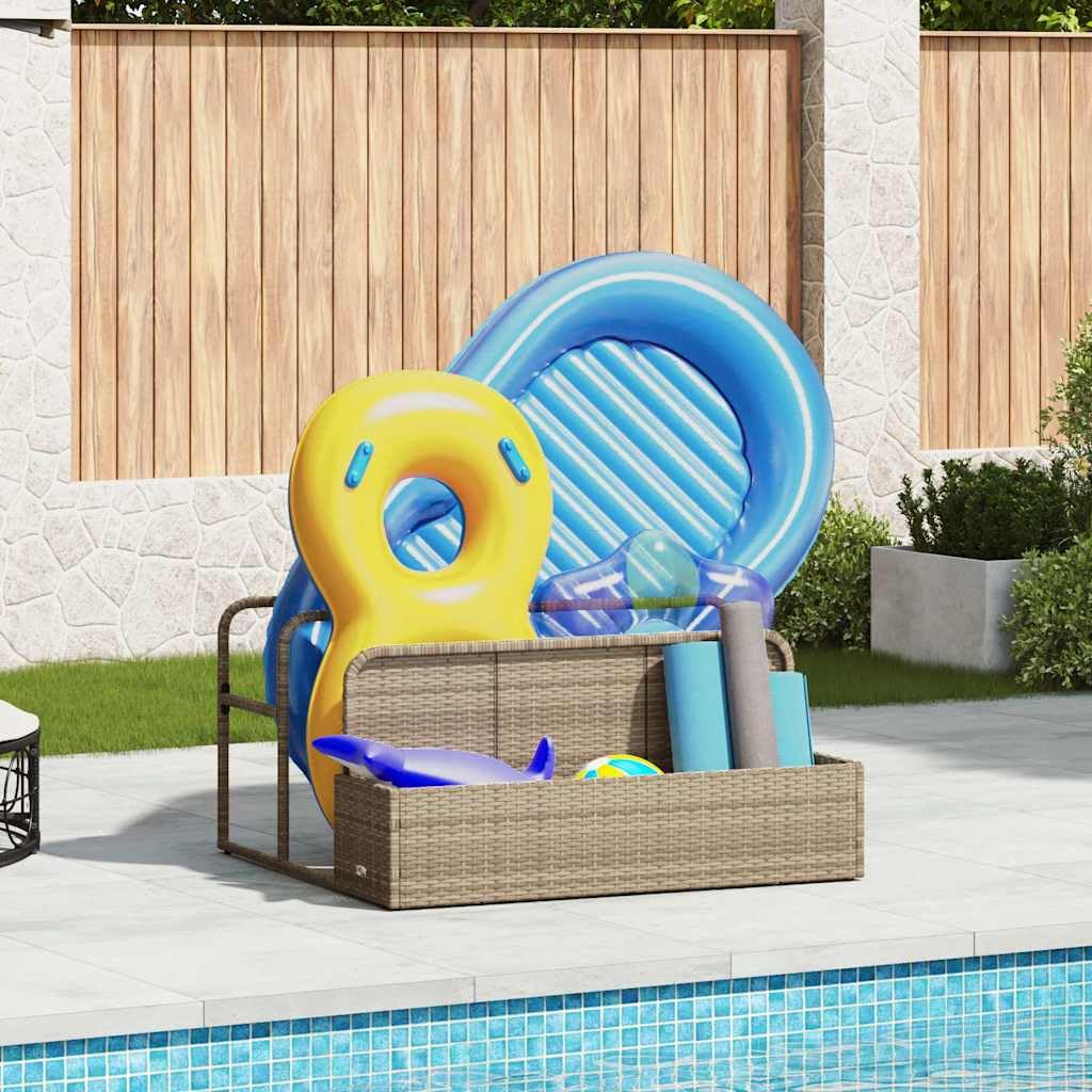 SKM Pool Aufbewahrungsbehälter Beige 110x100x57 cm Poly Rattan,Heim & Garten,Haushaltsbedarf,Aufbewahrung & Ordnungssysteme,Beige,9.8KG,4104091