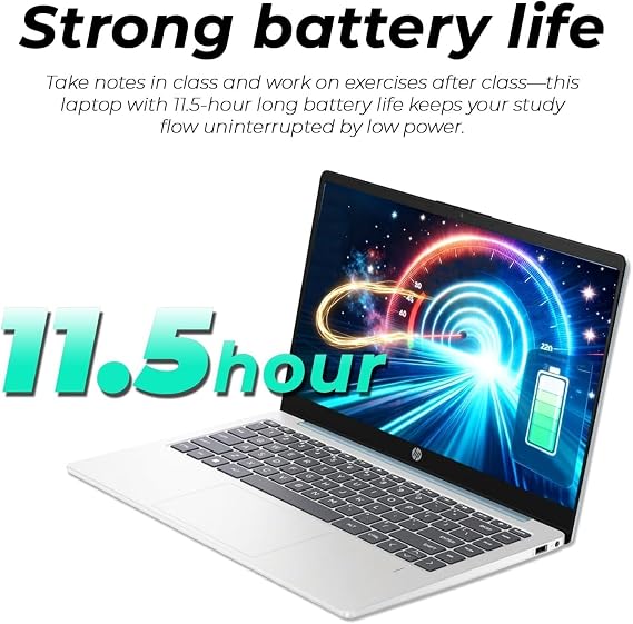 HP 14 Everyday Laptop with Copilot AI 2026 Edition AMD High Processor 128GB SSD Microsoft 365 Thin & Portable Long Battery Life Windows 11