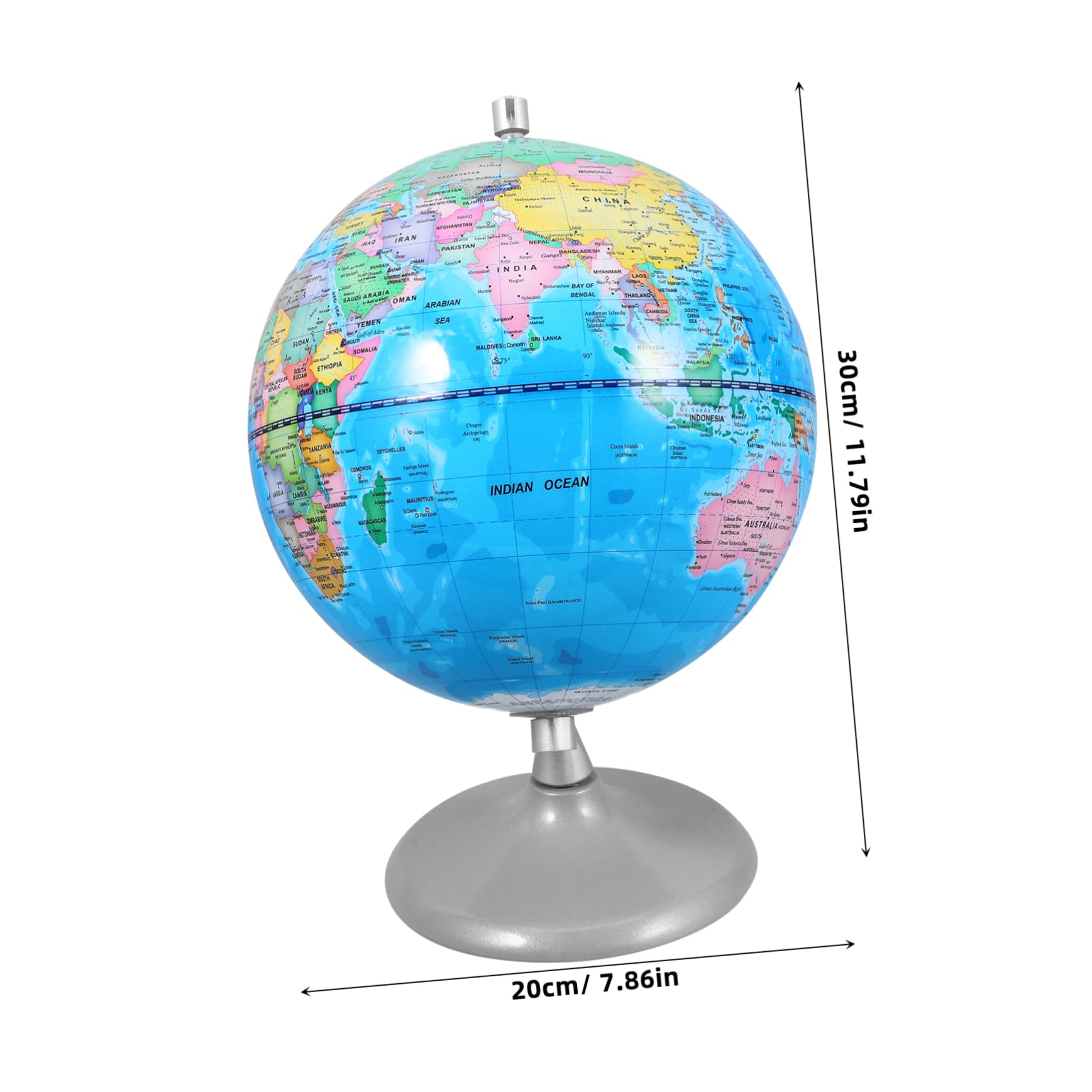 Globo Didattico Terrestre 20cm in Ferro Blu per Studenti