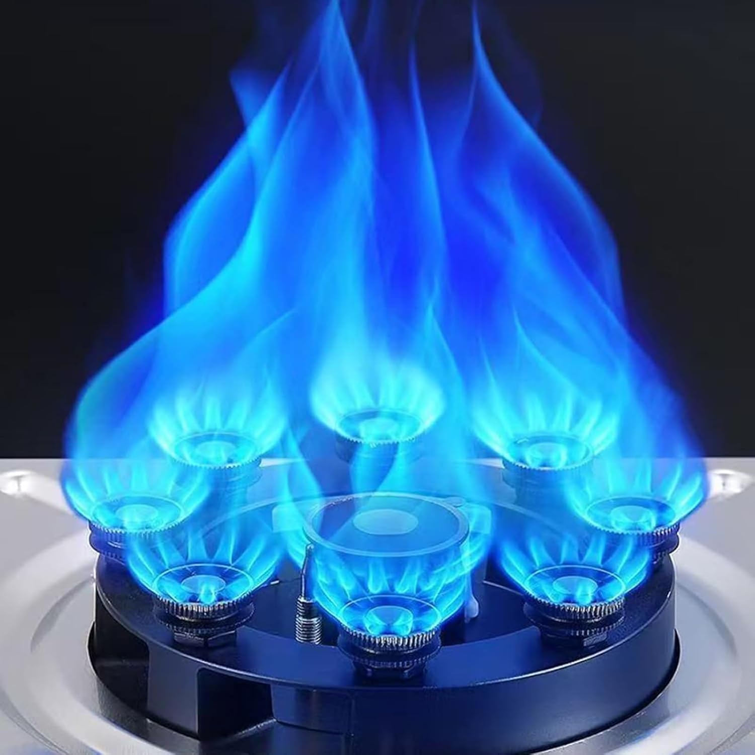 5.2KW 1-Burner Gas Stove, Camping Cooker with Auto Ignition, Kitchen Counter Top, Tempered Glass Cast Iron Pot Rack, Flameout Protection(LPG)(LPG)