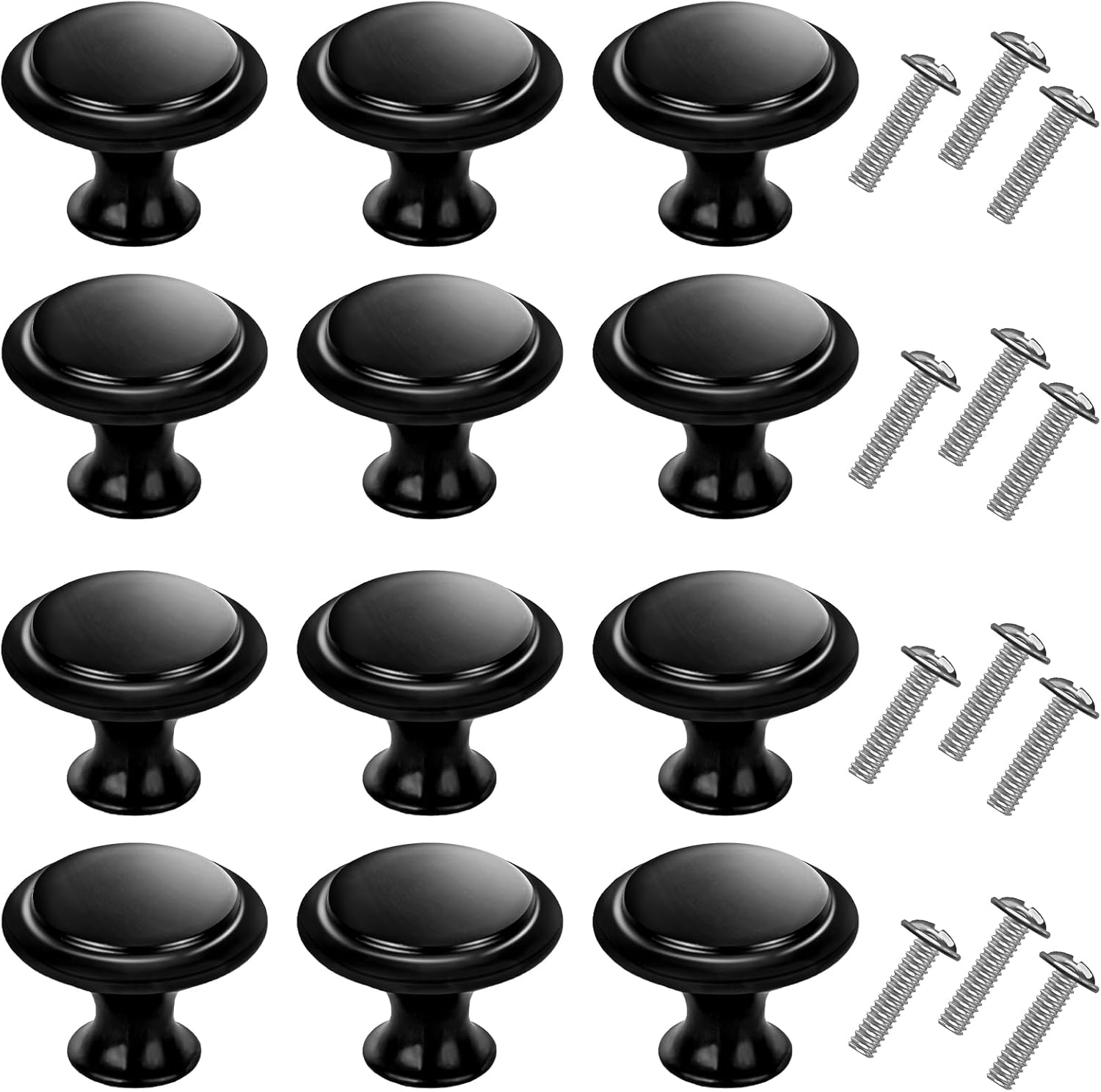 12PCS Black Knobs,Dresser Drawers Knob,Round Drawer Pulls