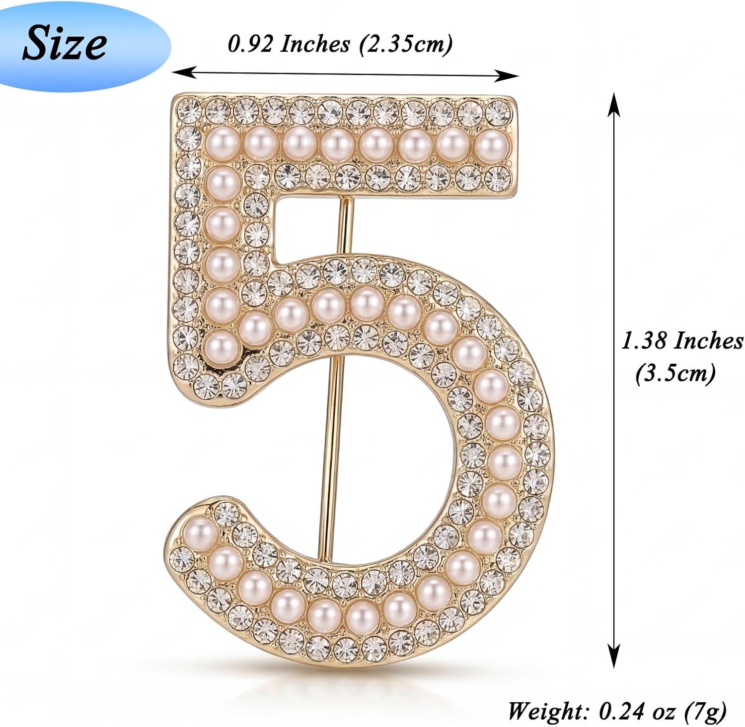 Personalized 0-9 Number Brooches Pin, Rhinestone 18K Gold Brooch Pins Tie Tacks for Clothes Suits, Neckties, Hats, Men Women Number 0-9