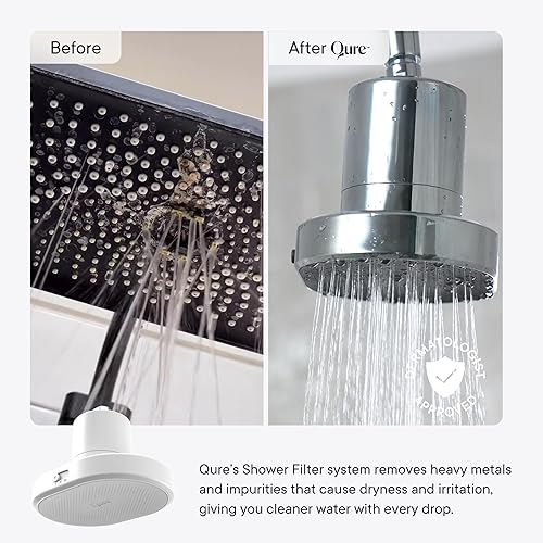 Miniatura 8 de Qure Cabezal de ducha filtrado para el cuidado de la piel con filtro de agua para hidratación del cabello y la piel en 8 semanas, elimina el 99% de