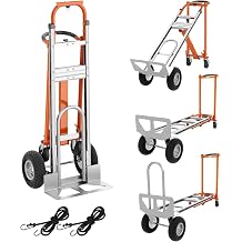 4 in 1 Convertible Hand Truck, Aluminum Hand Trucks 1000 Lb Capacity, Convertible Hand Truck with Wheels, Elastic Straps, Hands Dolly Heavy Duty for Home, Warehouse, Supermarket, Office