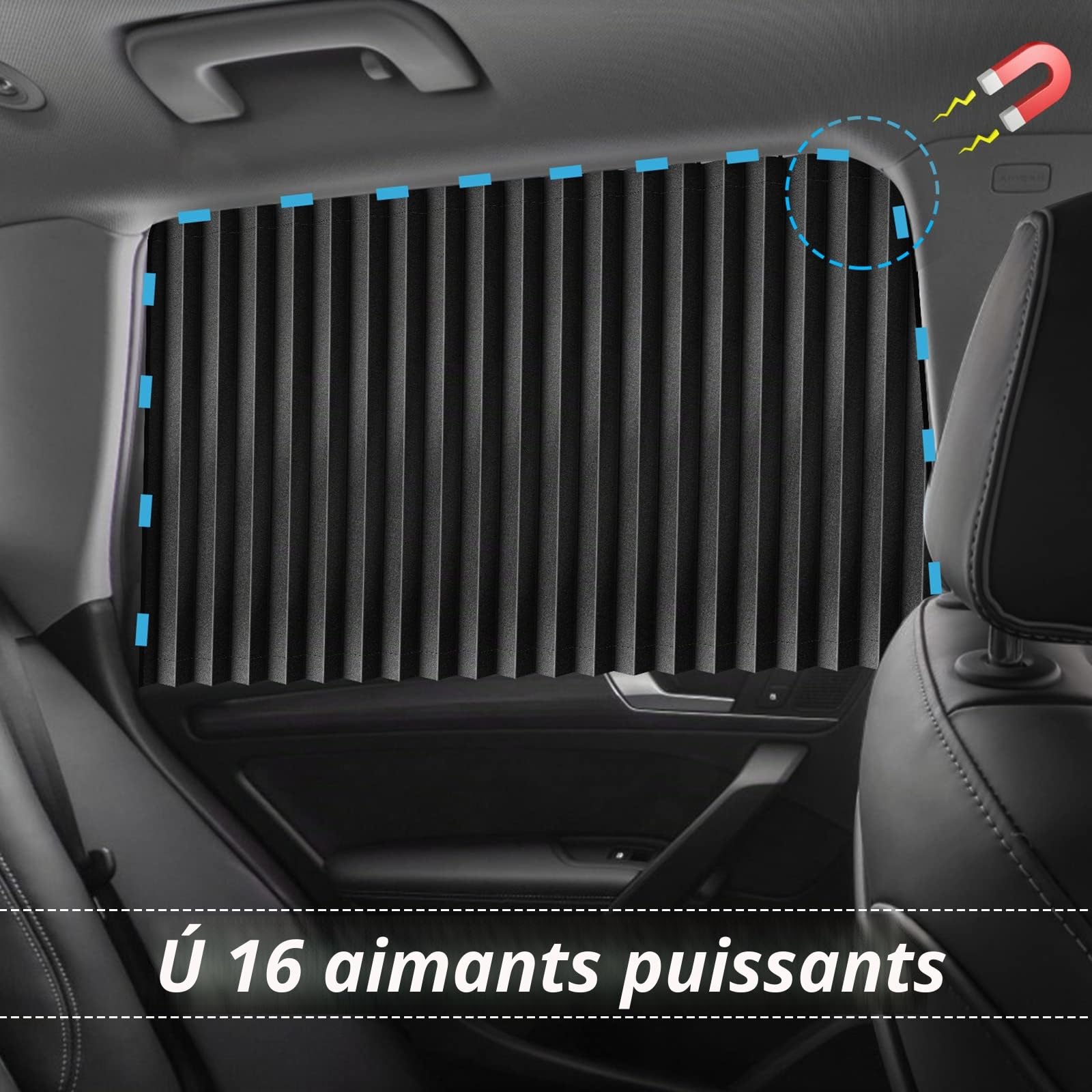 ZATOOTO Pare Soleil Voiture Magnétique, Rideau Vitre Latérale, 4 Pièces | Anti-Regard, Protection Solaire Voiture, Universel, Anti-UV, Isolation Thermique, Montage Rapide, Pliable, Rangement Facile