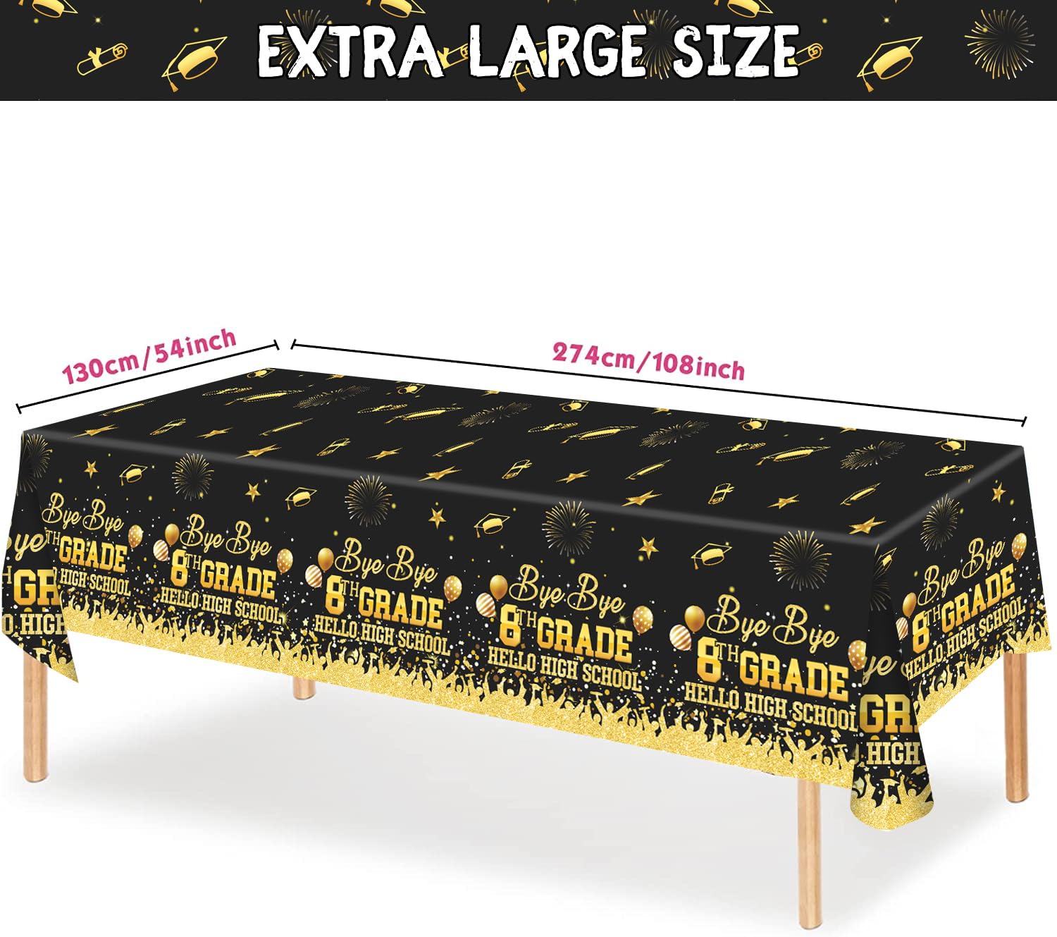Aisosiks 8TH Grade Graduation Tablecloth 2025, Plastic 54