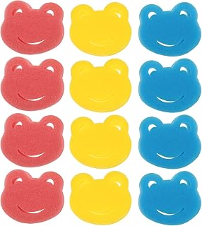 LUOZZY 12 pçs esponja para banho formas de sapo esponjas de banho naturais materiais de banho para hora de banho em casa - azul + amarelo + vermelho