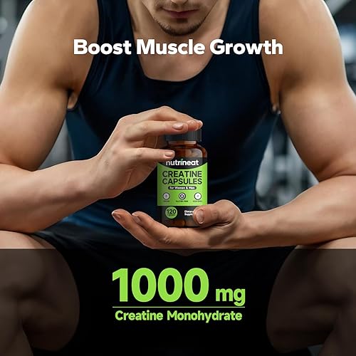 Miniatura 2 de Cápsulas de creatina (120 cápsulas), cápsula de monohidrato de creatina, suplementos de creatina para mujeres y hombres, 1000 mg por porción,