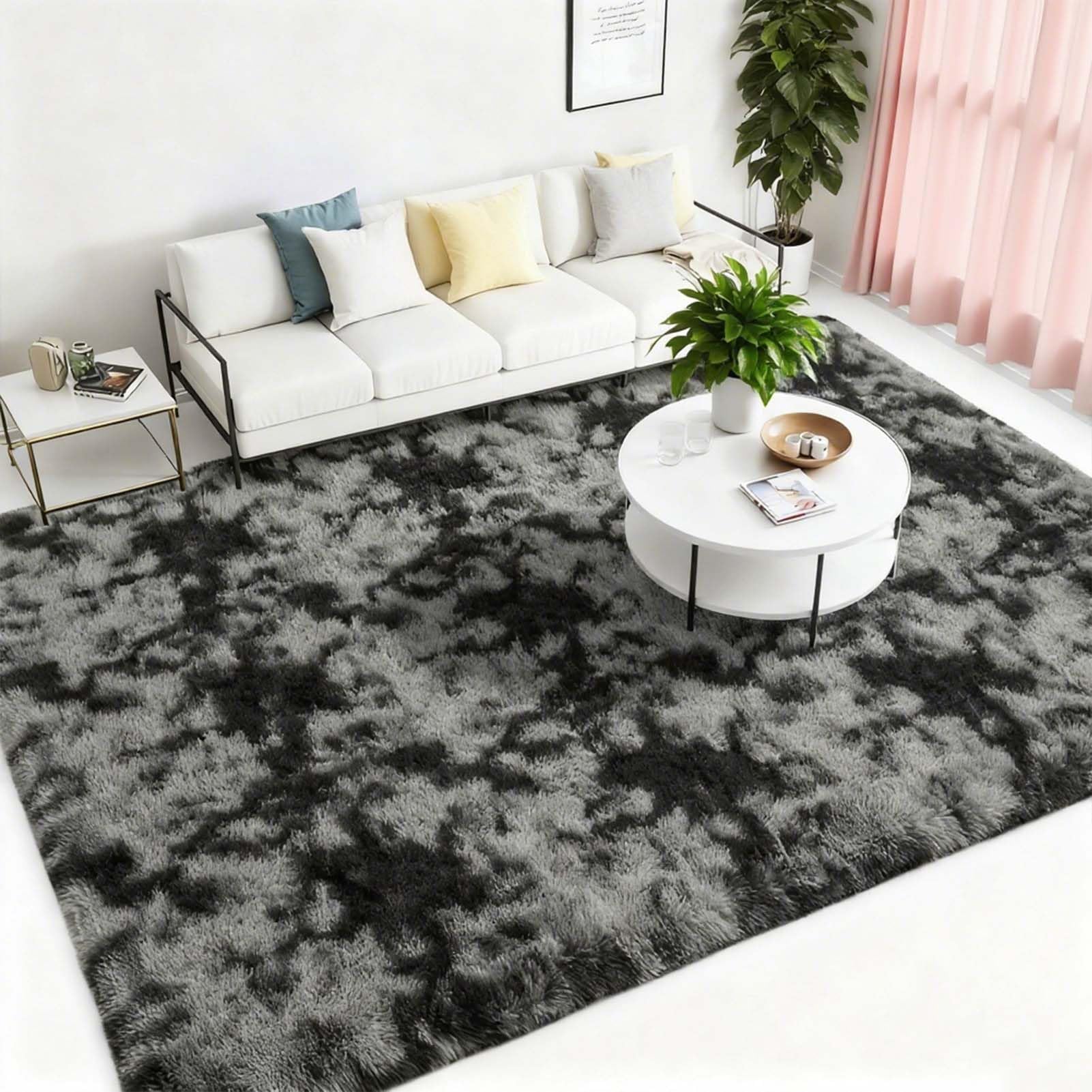 Tappeto Salotto, Tappeto Camera da Letto Grande Moderno Peloso Morbido Lavabile Rettangolare Tappeto Scendiletto
