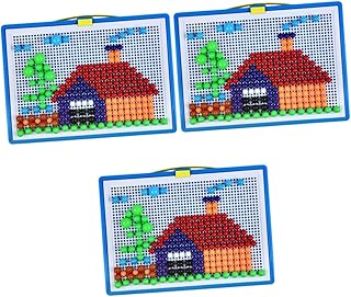 TOYANDONA 3 Conjuntos De Plástico Pegboard Mosaico Pegboard Jigsaw Crianças Pegboard Jigsaw Cogumelo Prego Quebra-Cabeça Slot Board Criança