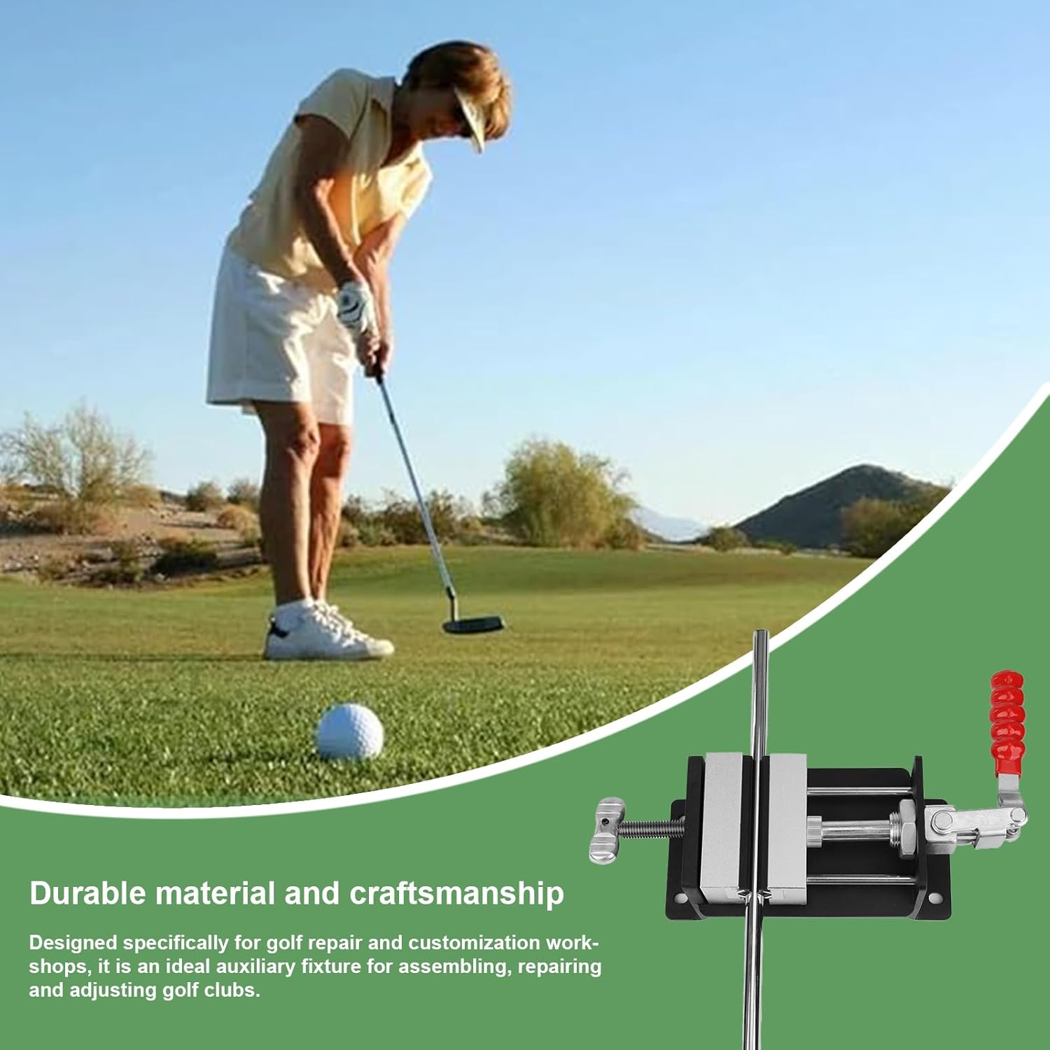 Golf Grip Vise Clamp - Club Regripping Clamp Tool, Secure Rubber Holder with Anti-Slip Design | Golf Shaft Protection Accessory for Home Workshop Gym Outdoor Range Course Tournament Players