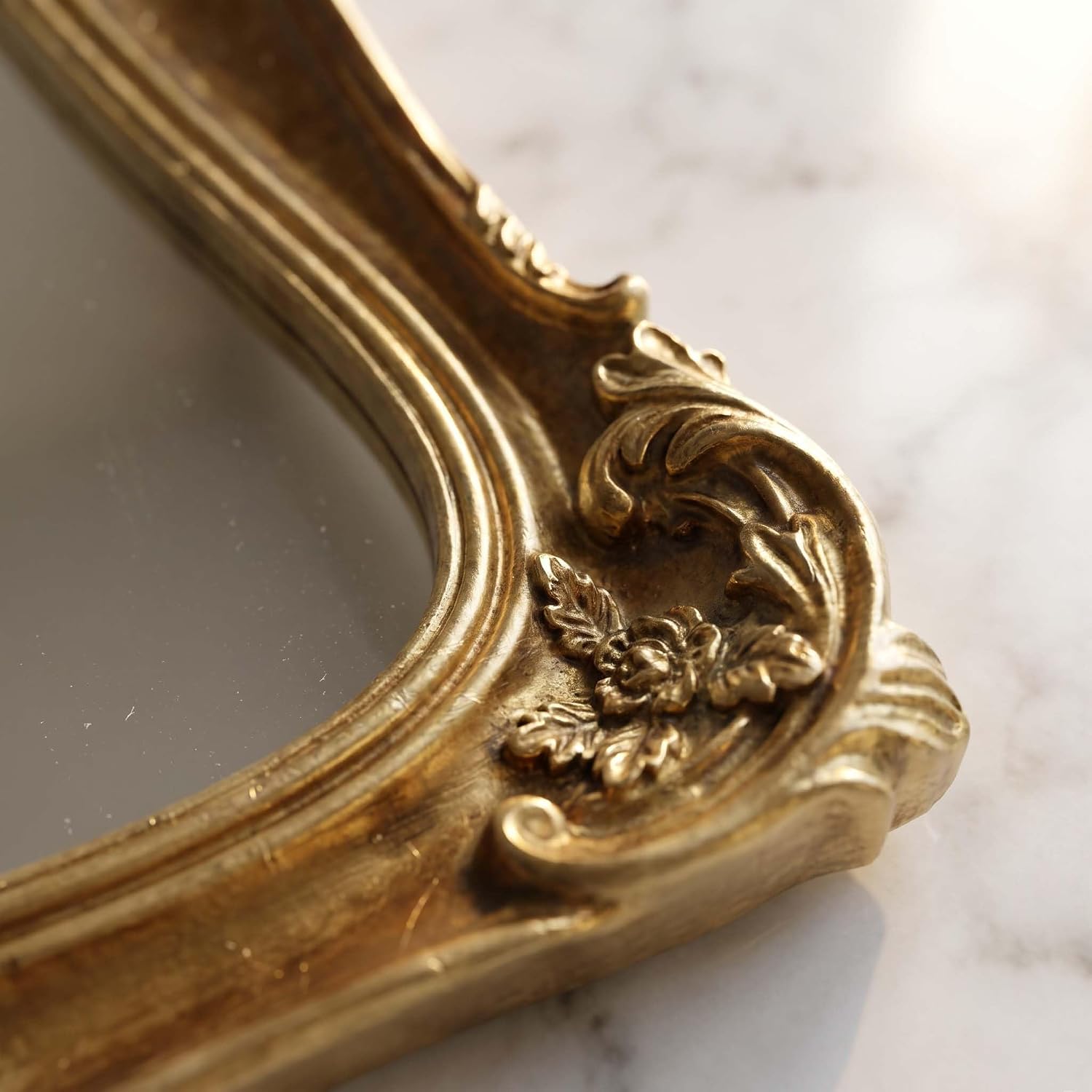Vintage Decorative Mirror, Baroque Ornate Decor, Antique Brown 12x10 Inch image 3