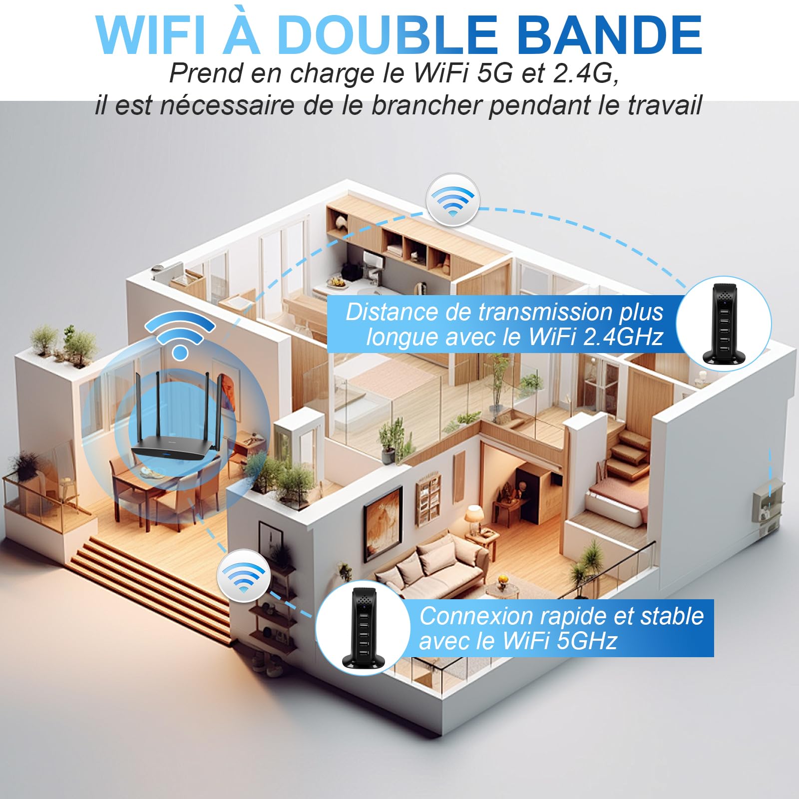 Caméra Espion WiFi 5G, Camera Cachée sans Fil, Mini Camera Espion a Distance Discrete 1080P HD Détection de Mouvement Micro Caméra de Surveillance Tuya APP Contrôle