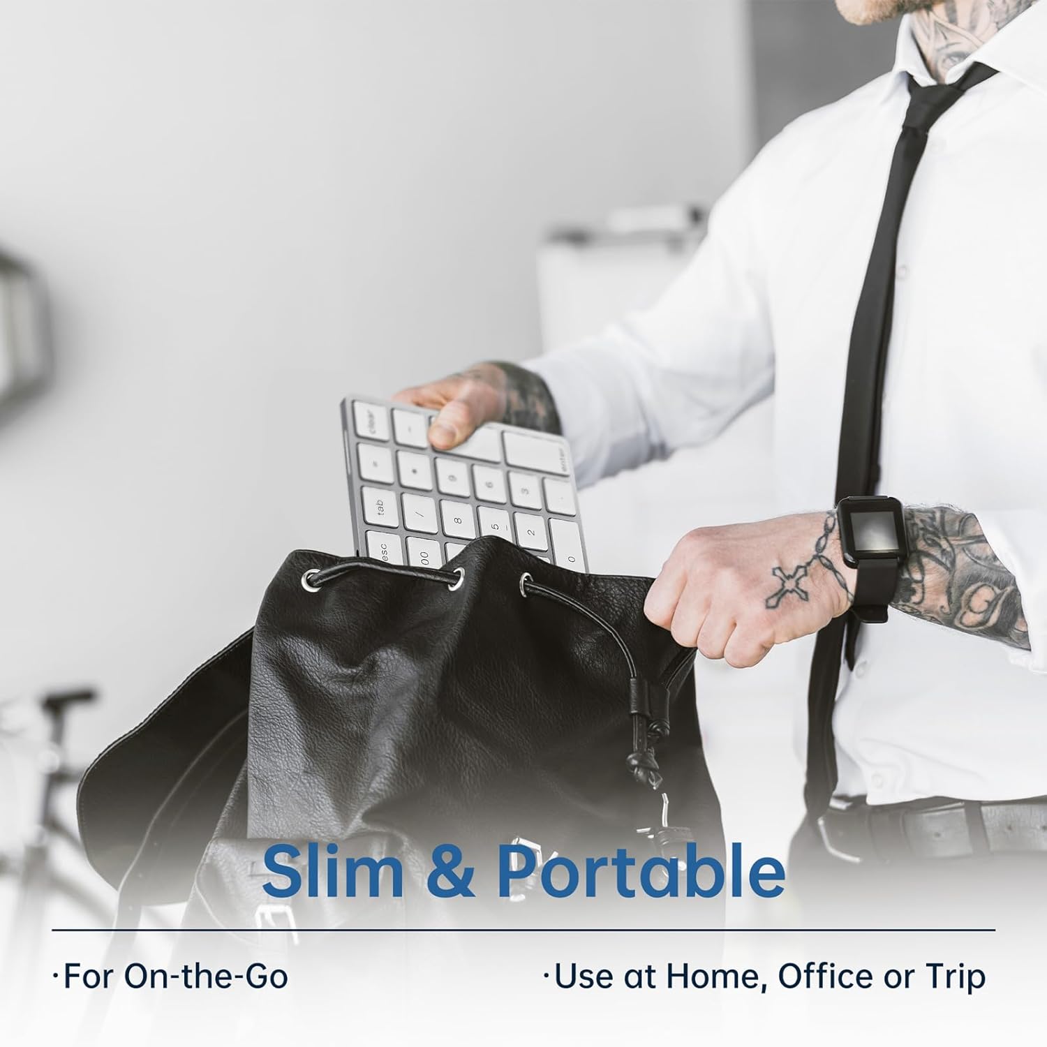 HoRiMe Bluetooth Number Pad, Rechargeable Wireless Numeric Keypad Slim 34-Keys Aluminum Number Keypad External Data Entry Compatible for Laptop