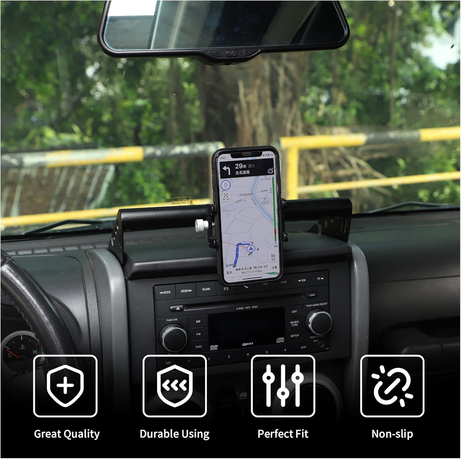 RT-TCZ Dash Mount Phone Holder Cell Phone Holder Interior Accessories for 2007-2010 Jeep Wrangler JK JKU 2 Door 4 Door