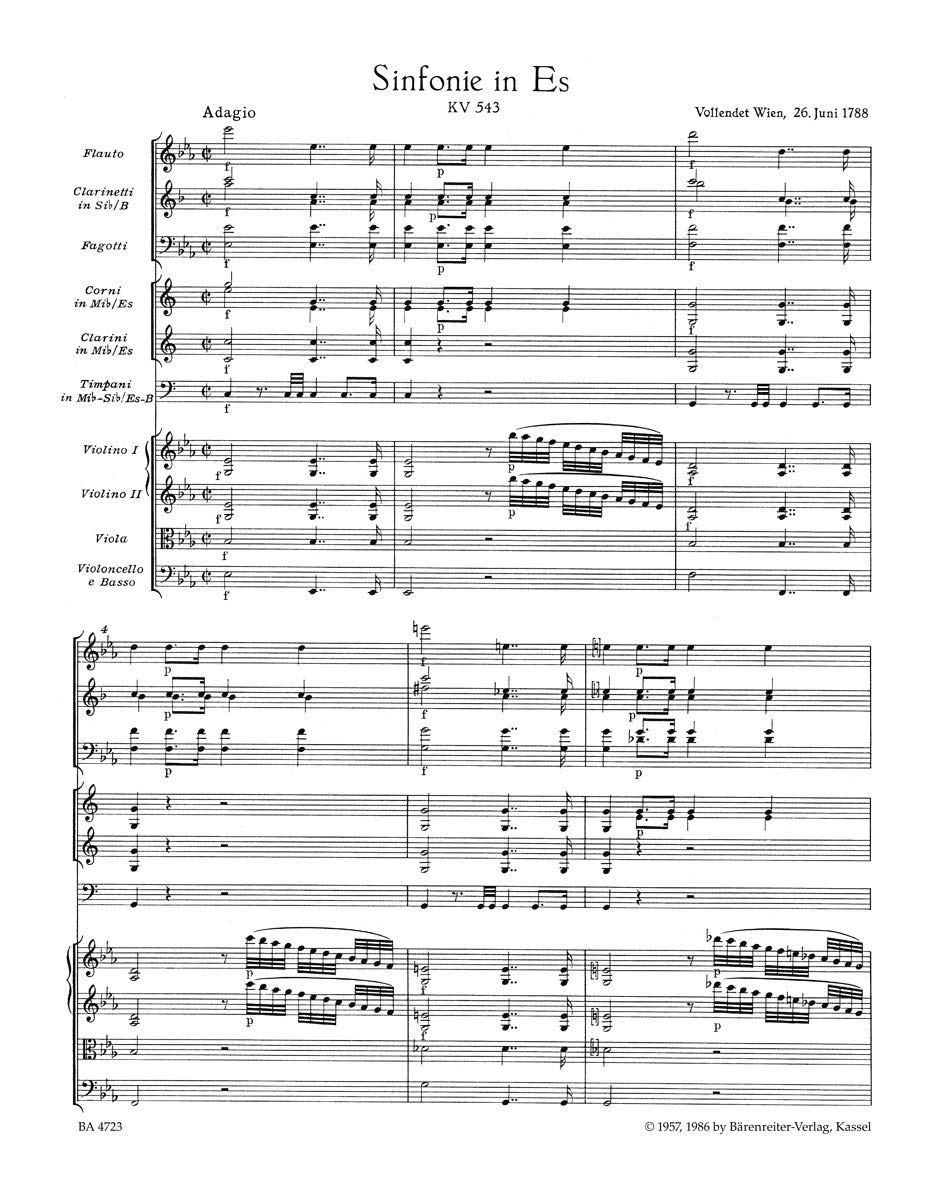 Symphony No. 39 E flat major KV 543 - Orchestra - SCORE