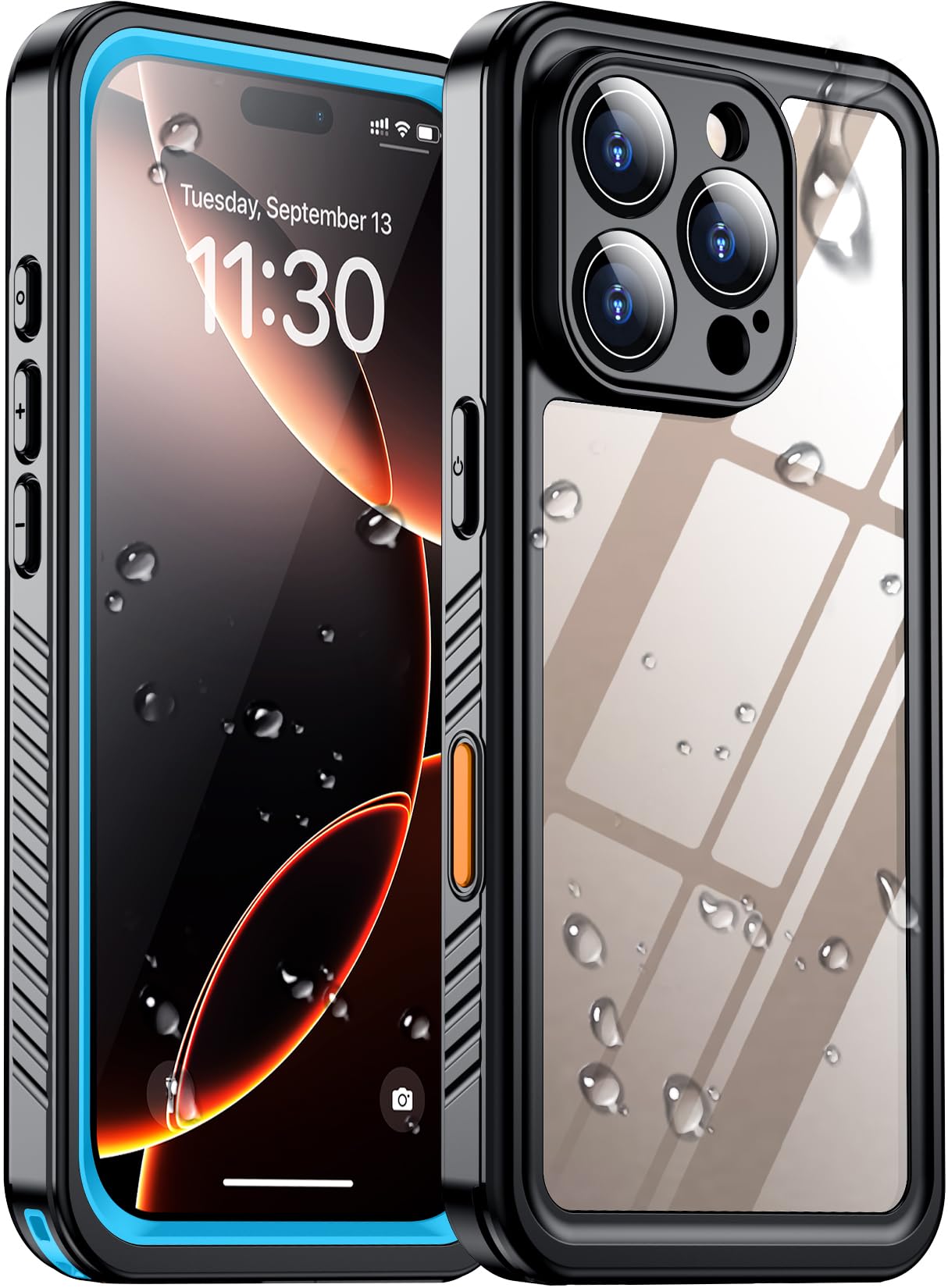 Temdan Compatible with iPhone 16 Pro Max Case Waterproof, Built-in Screen & Camera Protector IP68 Underwater Full Body 16FT Military Dropproof