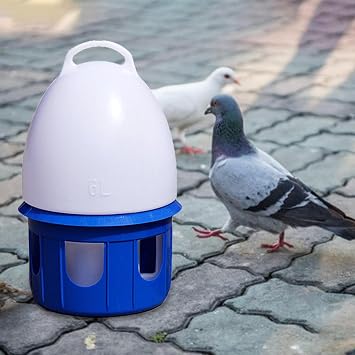 Gralara Large Capacity Pigeon Waterer Drinker with Handle Outdoor Hanging Cage Accessories Automatic Bird Water Dispenser for Canary, Parakeet, Dove, 6L D 19cm H 35CM