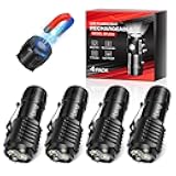 Rechargeable Mini Flashlights with Magnetic Base, 4 Pack Bright 3 LED Flash Lights, Small EDC Flashlight with Belt Clip, 4 Lighting Modes Portable Rechargeable Flashlights for Camping Home