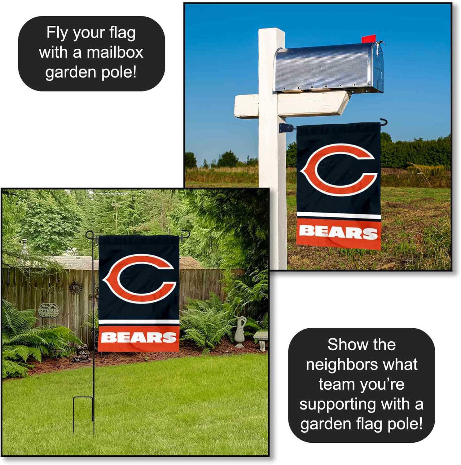 Chicago Bears C Logo Double Sided Garden Flag - Image 4