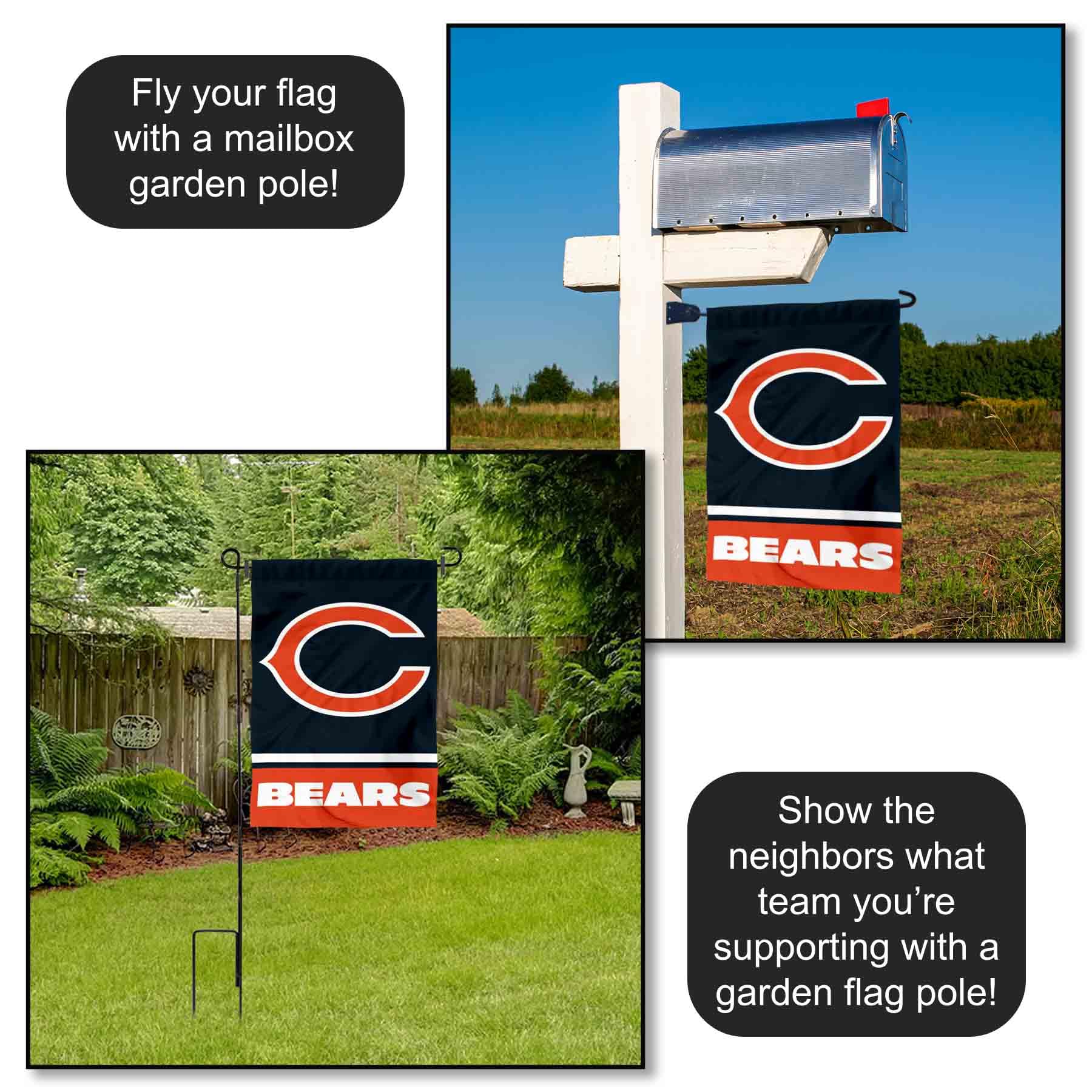 Bandiera Da Giardino Double Face Chicago Bears NFL – WinCraft 31,8x45,7 Cm
