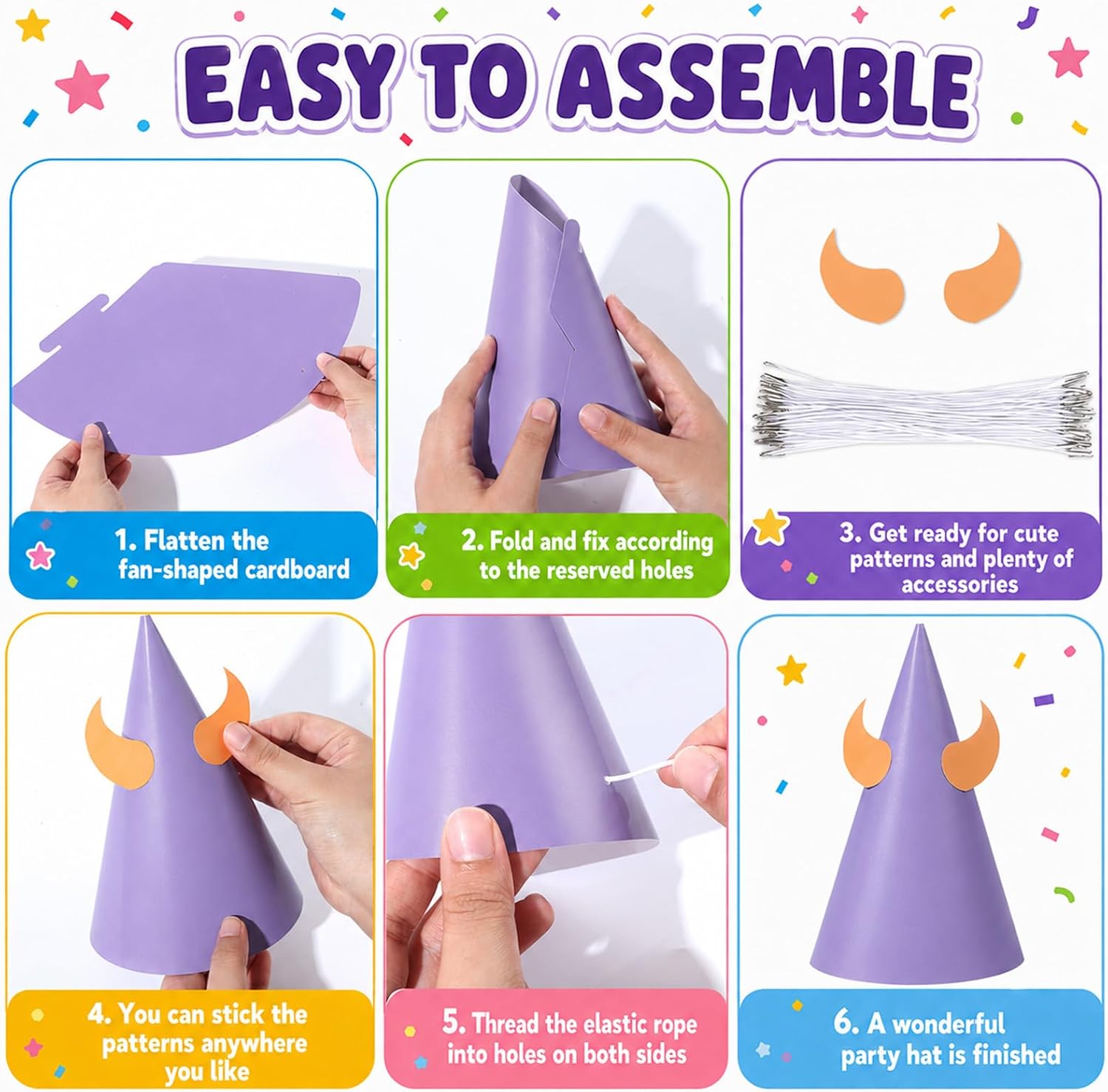 24PCS Monster Themed Paper Cone Hats Cartoon Monsters Party Decoration DIY Cartoon Theme Party Hat Colorful Monsters Headwear for Indoor Outdoor Cosplay Dress up Birthday Baby Shower Decoration Favors
