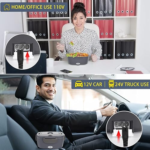 Miniatura 6 de Fiambrera eléctrica, calentador de alimentos 3 en 1, calentador portátil a prueba de fugas para adultos, microondas de calefacción para cochehogar