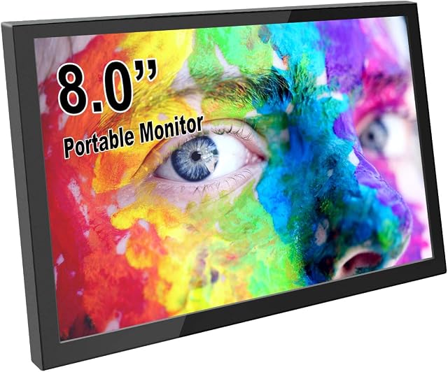 ELECROW Raspberry Pi Screen, 8 inch Portable Monitor with Built-in Speakers IPS Screen Display with mini HDMI Port Resolution 1280x800 Small HDMI Monitor for Raspberry Pi, Laptop, PC, Game Consoles