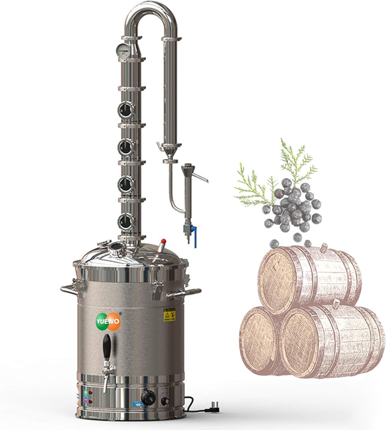 YUEWO Moonshine Still Water Distiller Ethanol Wine Making Kit Barrel