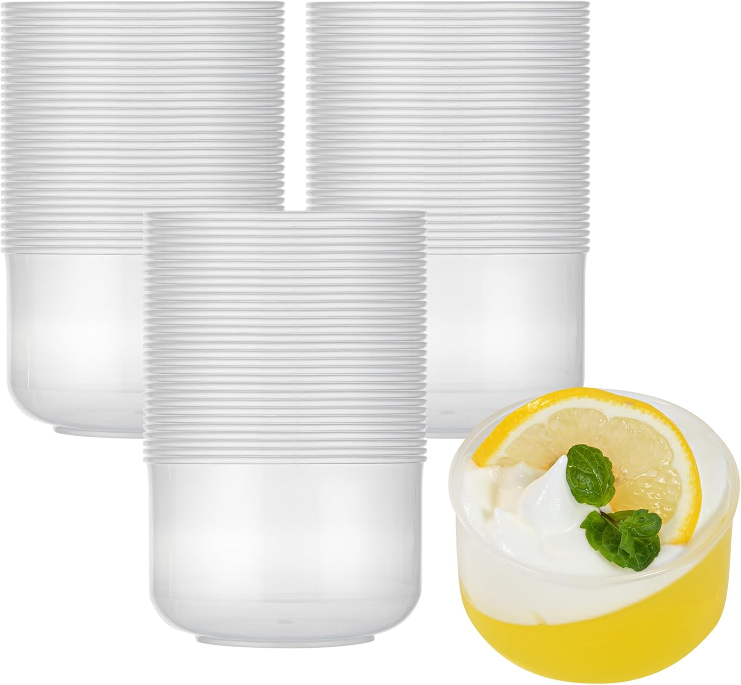 Restaurantware Mini Serve 4.4 Ounce Plastic Dessert Cups, 100 Disposable Round Serving Cups - Lids Sold Separately, Stackable, Clear Plastic Parfait Cup, Durable, For Ice Cream, Gelato, And Sorbet