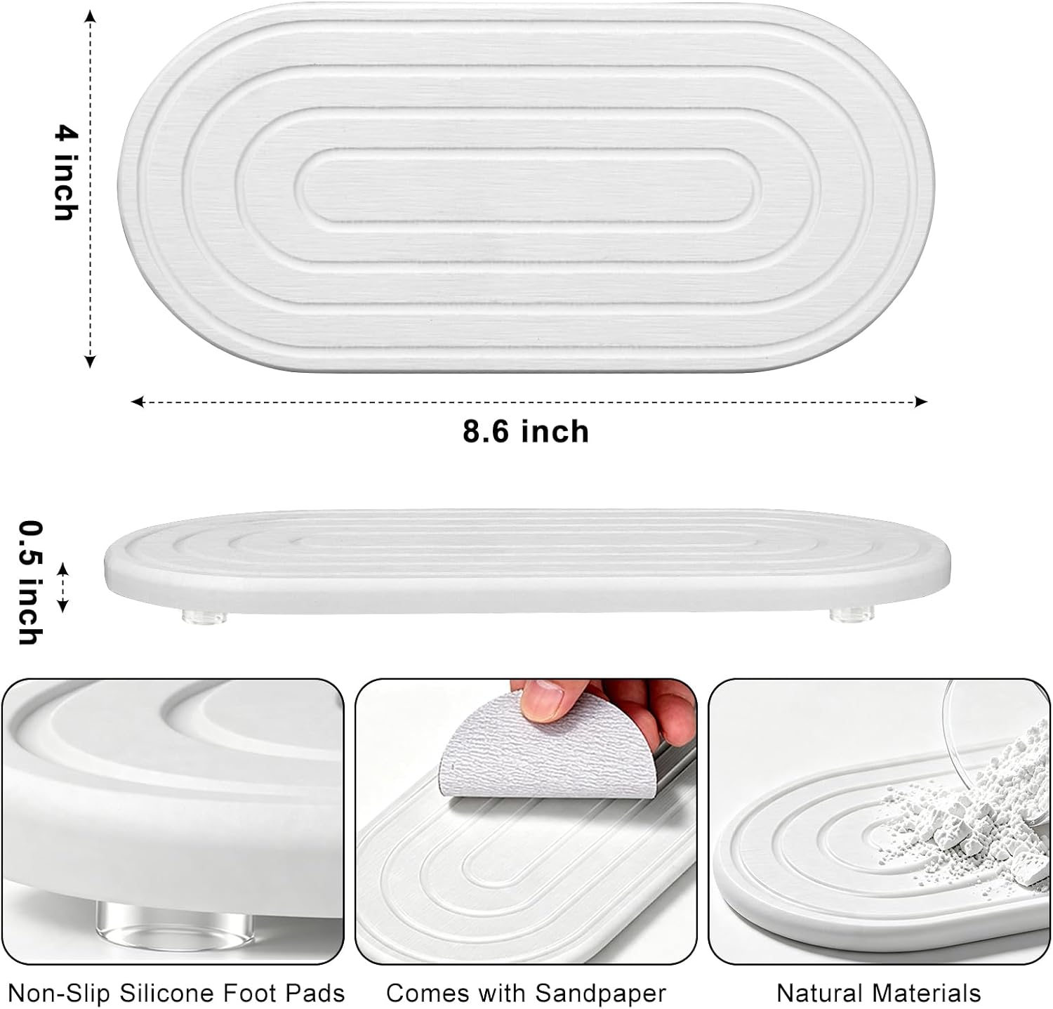 Water Absorbent Diatomite Coasters Water Absorbing Stone Tray for Bathroom