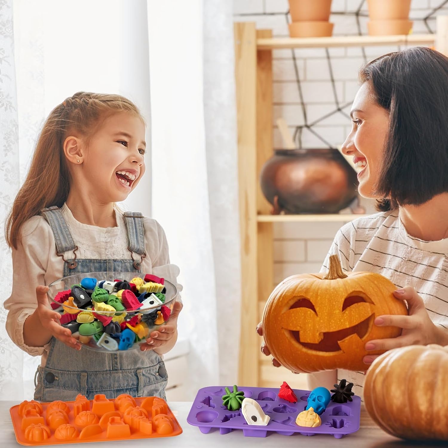 JOERSH Halloween Chocolate Silicone Molds, 72 Cavities, 4Pcs