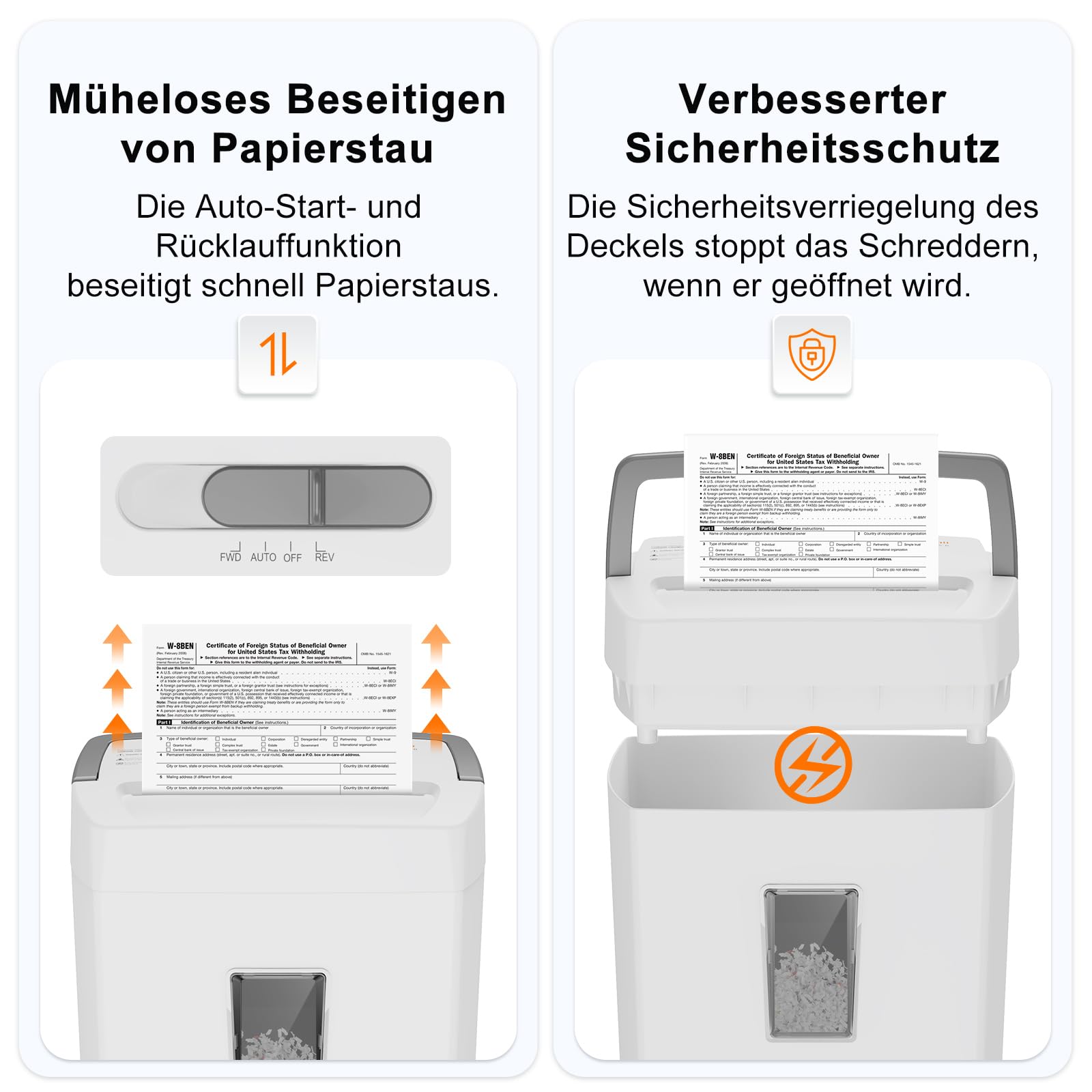 Bonsaii 10-Blatt Aktenvernichter P4, Mikroschnitt schredder für 21L Behälter, Anti-Blockier-System & Überhitzungsschutz für Büro/Homeoffice, C275-B