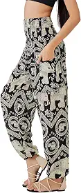 Calça feminina Boho – Hippie Harem – Calças femininas para ioga – Roupas hippie boêmia soltas confortáveis
