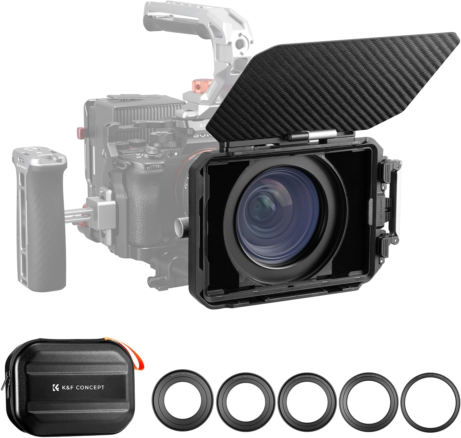 K&F Concept Matte Box 4 x 5.65 with Top Flag for DSLR and Mirrorless Cameras with 67 mm/72 mm/77 mm/82 mm/95 mm Lenses (with Filter Insert X2)