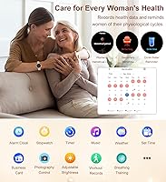 Vista 5 de Reloj inteligente para mujer, reloj inteligente de 1.27 pulgadas con llamada Bluetooth, oro rosa y rosa