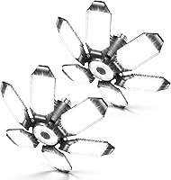 Vista 7 de BRAINIAC Bombillas LED de garaje de 100 W con 6 paneles ajustables, E26/E27 tornillo de enchufe, luz LED de techo de garaje deformable para almacén